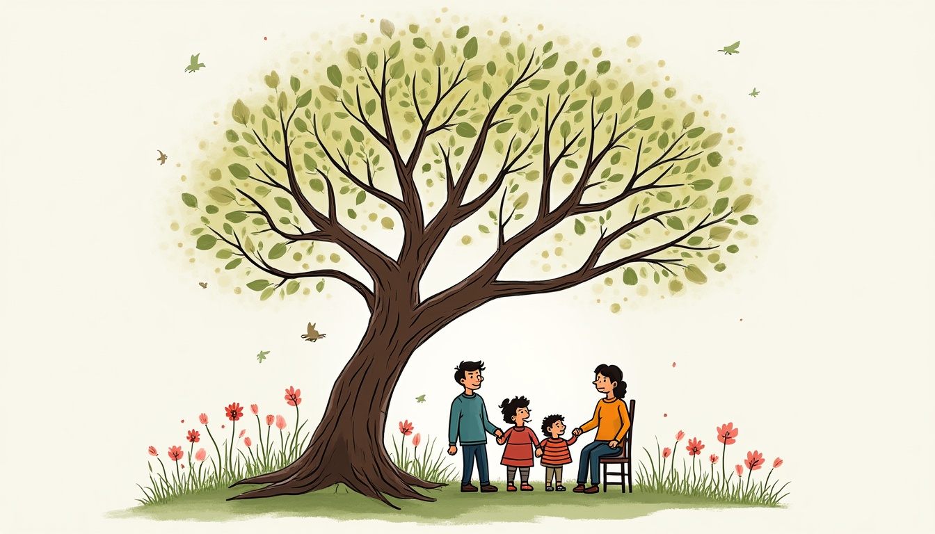 Un arbore genealogic ilustrativ, reprezentând legăturile de familie și rădăcinile noastre.