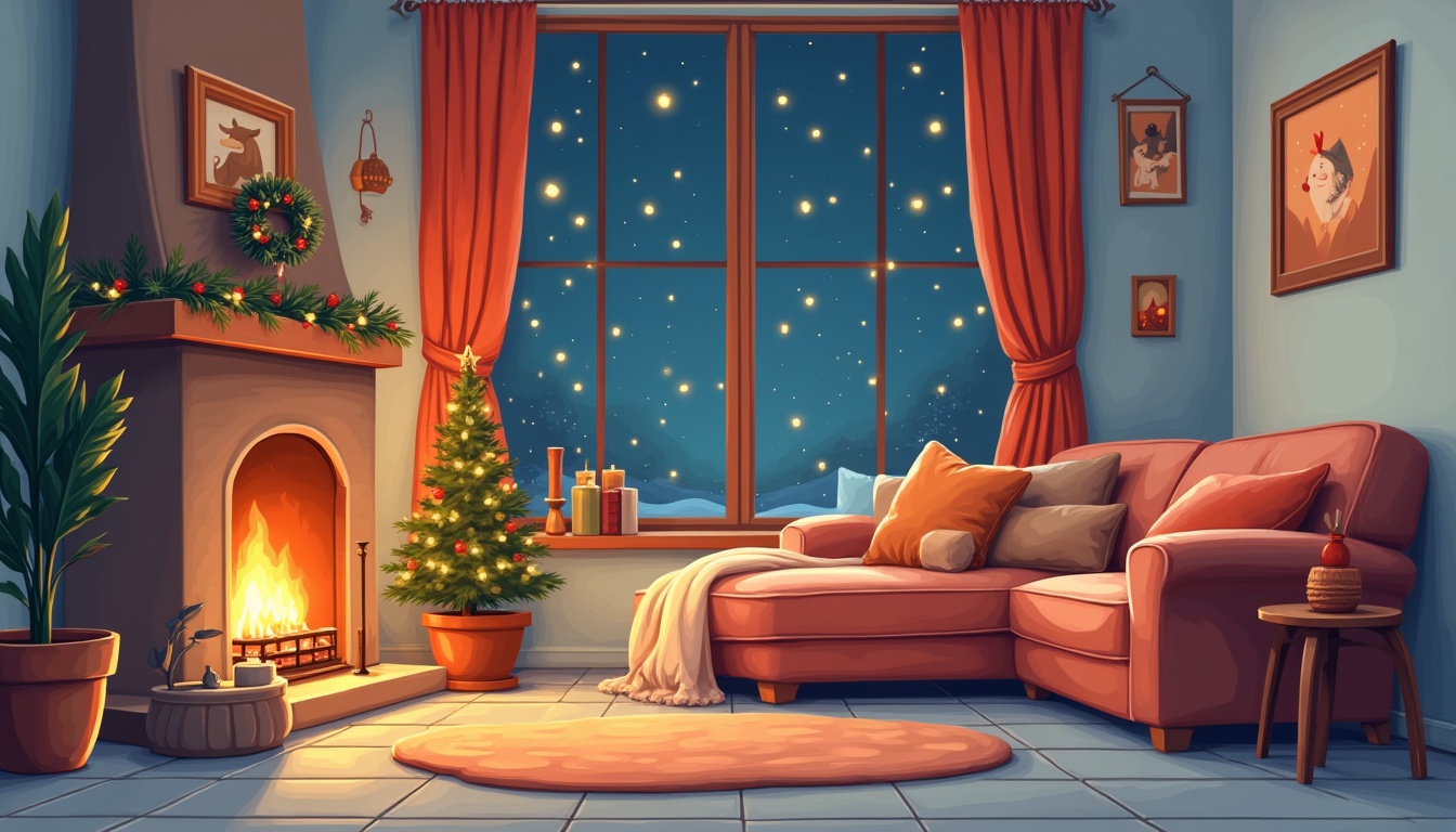 O familie citind o poveste de Crăciun lângă bradul împodobit