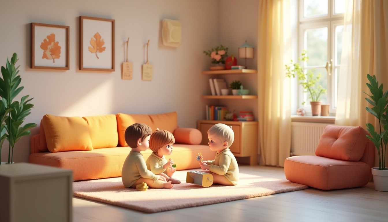 Copii fericiți ascultând povesti audio cu căști, într-un mediu plin de imaginație